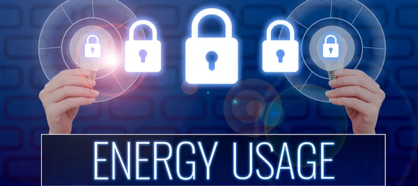 Hand Writing Sign Energy Usage Internet Concept Amount Energy Consumed — Stockfoto