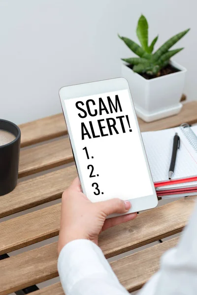 Text Caption Presenting Scam Alert Business Idea Warning Someone Scheme — 图库照片