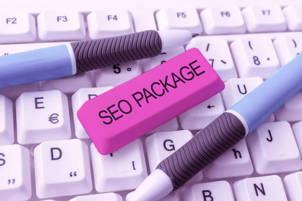 Conceptual Display Seo Package Business Showcase Practice Search Engine Optimization — ストック写真