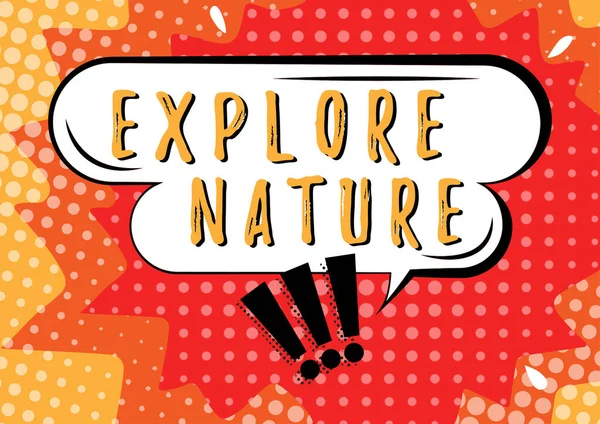 Text Sign Showing Explore Nature Word Reserve Campsite Conservation Expedition — Foto de Stock