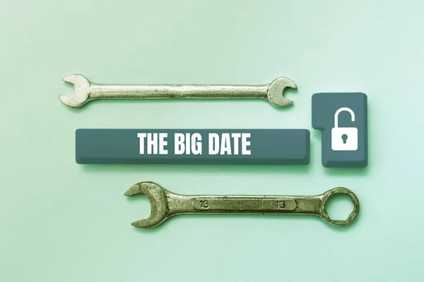 Writing Displaying Text Big Date Business Idea Important Day Couple — Stockfoto