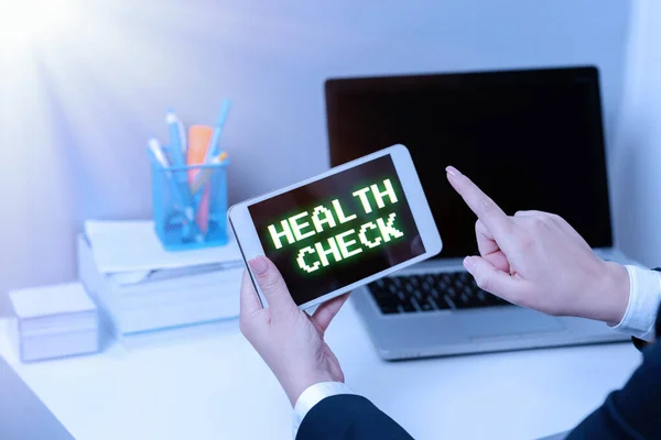 Sign Displaying Health Check Internet Concept Medical Examination Wellness General — ストック写真