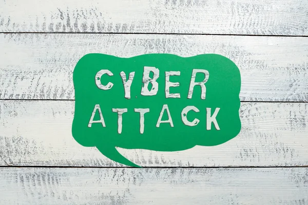 Text Sign Showing Cyber Attack Business Approach Attempt Hackers Damage — Fotografia de Stock