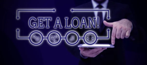 Hand Writing Sign Get Loan Concept Meaning Mount Money Borrowed — ストック写真