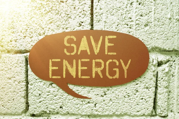 Текстовый Знак Показывающий Экономию Энергии Бизнес Витрина Уменьшение Количества Энергии — стоковое фото