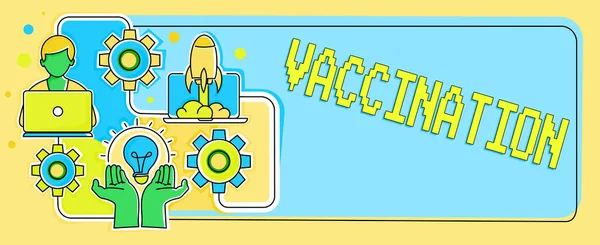 Концептуальний Дисплей Вакцинація Слово Лікування Яке Робить Тіло Сильнішим Від — стокове фото