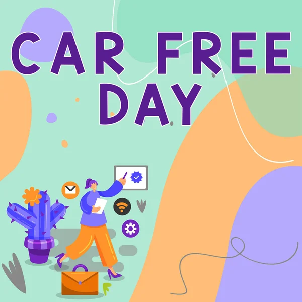 Conceptual Caption Car Free Day Word Environment Protection World Campaign — Zdjęcie stockowe