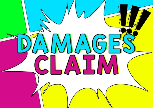 Conceptual Caption Damages Claim Business Approach Demand Compensation Litigate Insurance — Fotografia de Stock