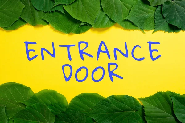 Sign Displaying Entrance Door Word Written Way Doorway Gate Entry — Stockfoto