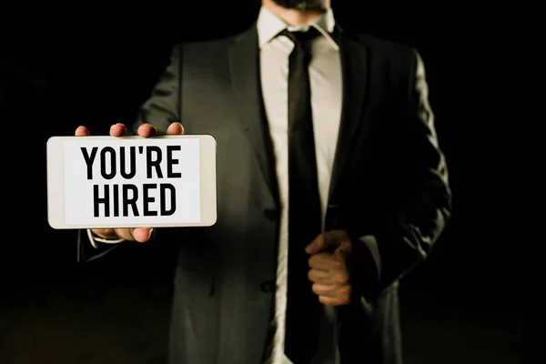 Conceptual Display You Hired Word New Job Employed Newbie Enlisted — Stockfoto