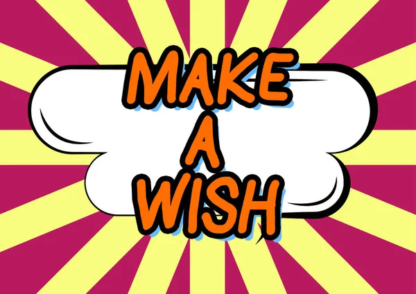 Sign Displaying Make Wish Word Have Dreams Desires Future Events — Stok fotoğraf