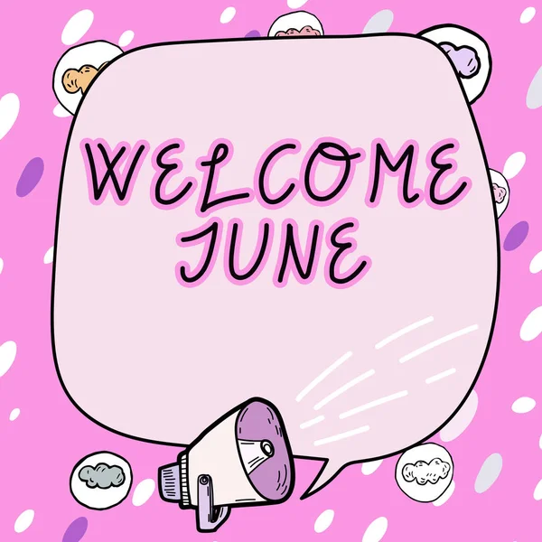 Sign Displaying Welcome June Business Idea Calendar Sixth Month Second — Stok fotoğraf