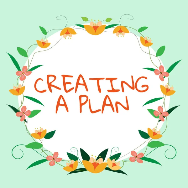 Text Sign Showing Creating Plan Business Concept Establish Steps Follow — Stockfoto