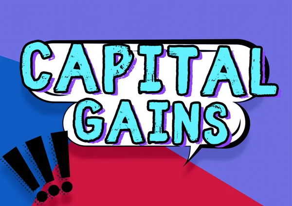 Text Caption Presenting Capital Gains Word Written Bonds Shares Stocks — Stok fotoğraf
