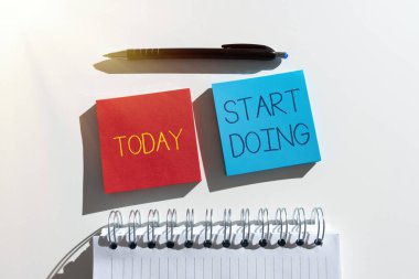 Writing displaying text Start Doing, Business approach asking someone to go with action right now dont hesitate Important Messages Written On Two Notes On Desk With Pen And Notebook.