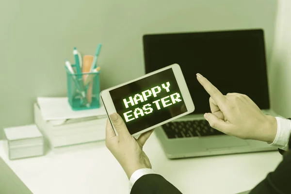 Text Sign Showing Happy Easter Business Overview Christian Feast Commemorating — ストック写真