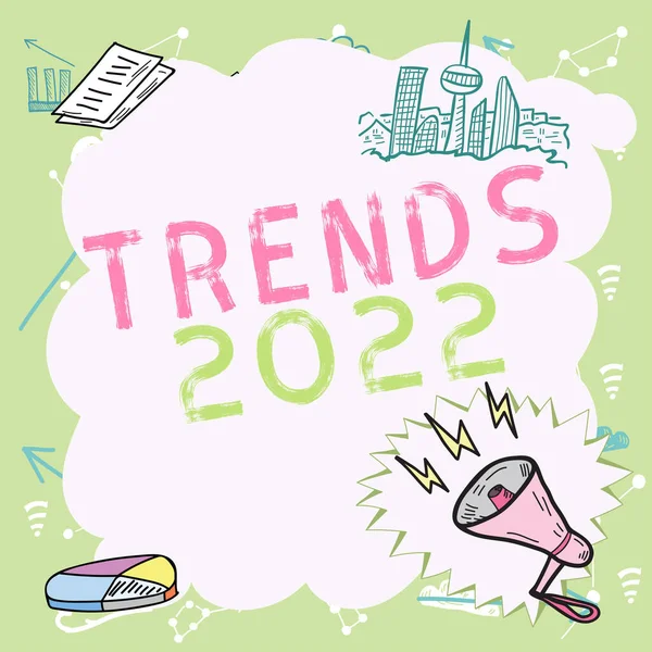 Handwriting Text Trends 2022 Concept Meaning Upcoming Year Prevailing Tendency — Stock Photo, Image