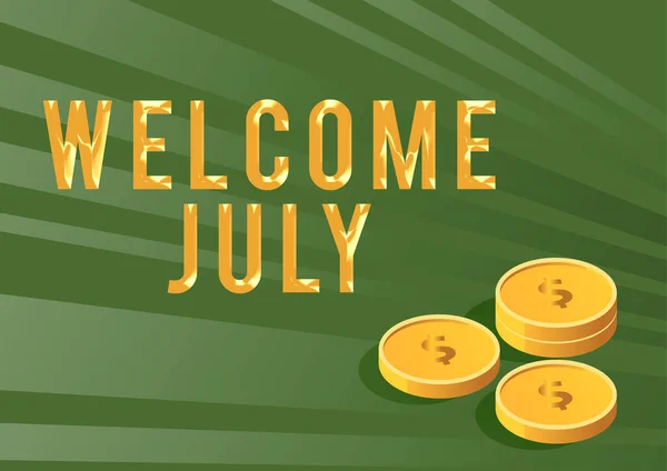 Text Sign Showing Welcome July Conceptual Photo Calendar Seventh Month — Fotografia de Stock