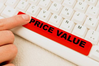 Conceptual display Price Value, Business approach strategy which sets cost primarily but not exclusively -48851