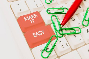 Text caption presenting Make It Easy, Business overview Smart approach Effortless Free from worries or difficulties -49030