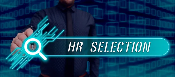 Text Caption Presenting Selection Word Process Approached Human Resources Hiring — Stok fotoğraf