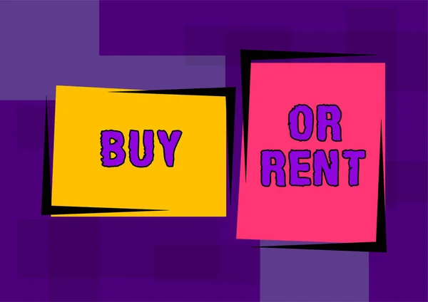 Inspiration Showing Sign Buy Rent Word Written Doubt Owning Something — Fotografia de Stock
