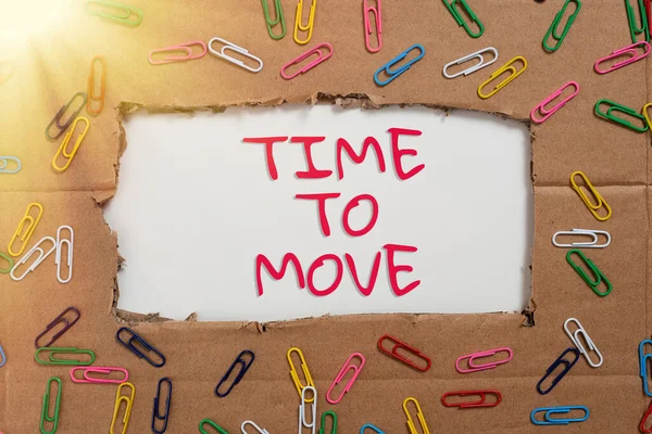 Conceptual Caption Time Move Business Idea Best Period Transfer Relocation — ストック写真