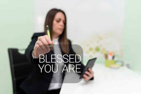 Text Showing Inspiration Blessed You Word Written Spiritual Gratitude Believe — Stockfoto