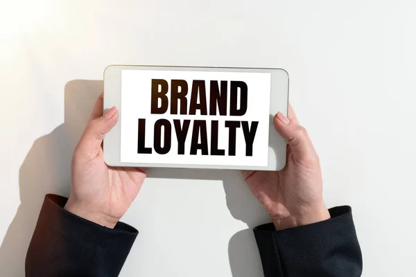 Hand Writing Sign Brand Loyalty Internet Concept Repeat Purchase Ambassador — Foto de Stock