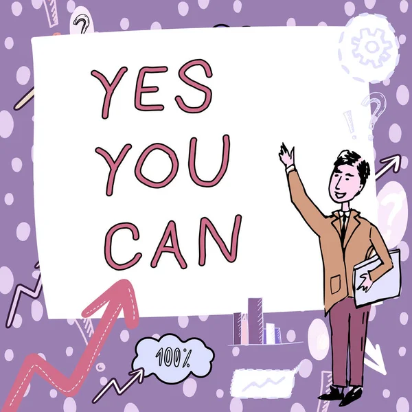 Inspiration Showing Sign Yes You Can Business Concept Positivity Encouragement — ストック写真