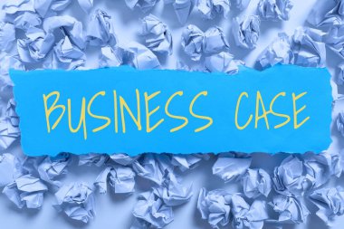 Writing displaying text Business Case, Business overview Proposition Undertaking Verbal Presentation New Task Crumpled Notes Placed Under Written Important Informations On Paper.