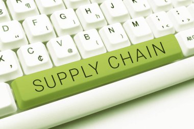 Writing displaying text Supply Chain, Business overview System of organization and processes from supplier to consumer -49149