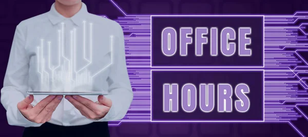 Sign Displaying Office Hours Word Written Hours Which Business Normally — Foto Stock