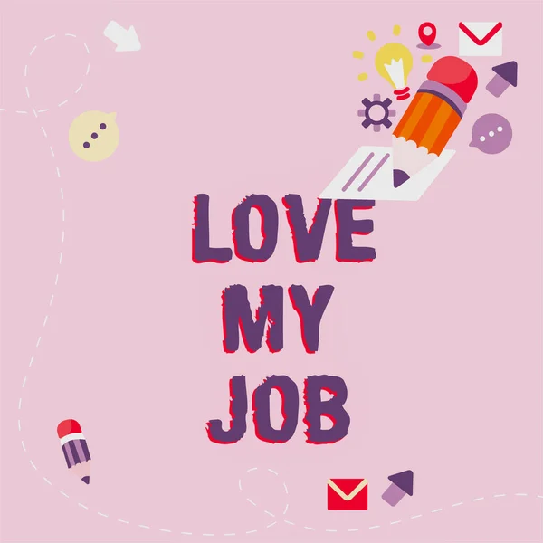 Inspiration Showing Sign Love Job Word Written Pleased Work One — Stock Fotó
