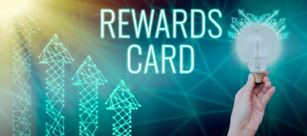 Handwriting Text Rewards Card Business Approach Help Earn Cash Points — 图库照片