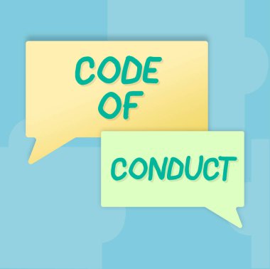 Text caption presenting Code Of Conduct, Conceptual photo Ethics rules moral codes ethical principles values respect Blank Speech Bubble Representing Business Promotion And Advertisement.