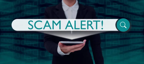 Conceptual Caption Scam Alert Business Approach Warning Someone Scheme Fraud — 스톡 사진