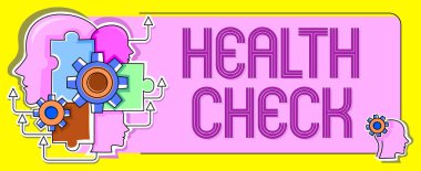 Writing displaying text Health Check, Internet Concept Medical Examination Wellness and general state Inspection Multiple Heads With Cogs Showing Technology Ideas.