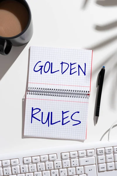 Hand Writing Sign Golden Rules Internet Concept Basic Principle Should — Photo