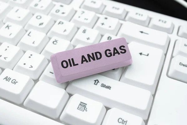 Handwriting Text Oil Gas Business Showcase Exploration Extraction Refining Marketing — Foto Stock