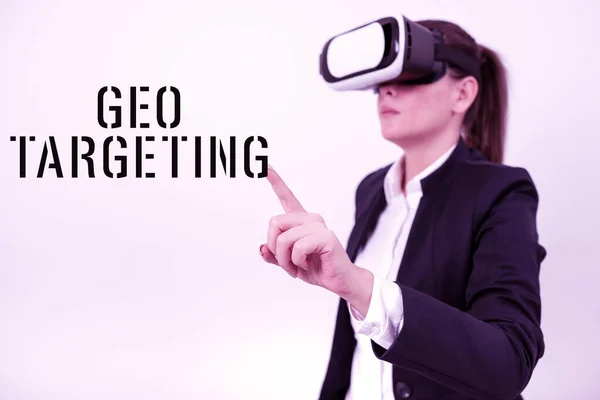 Text Sign Showing Geo Targeting Business Idea Digital Ads Views — Stok fotoğraf