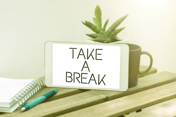 Conceptual Caption Take Break Internet Concept Resting Stop Doing Something — Stockfoto