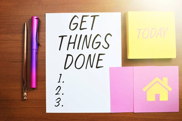 Inspiration Showing Sign Get Things Done Internet Concept Charge Something — Foto de Stock