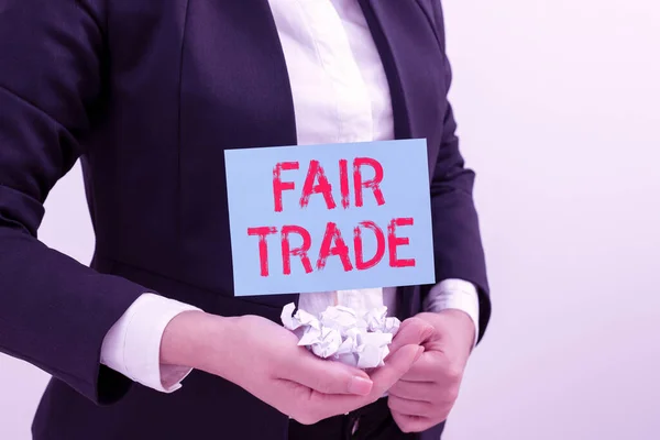 Sign Displaying Fair Trade Business Concept Small Increase Manufacturer What — Foto de Stock