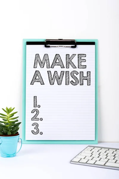 Text Sign Showing Make Wish Internet Concept Have Dreams Desires — 스톡 사진