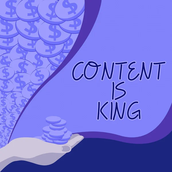 Inspiration Showing Sign Content King Business Approach Content Heart Todays — Stockfoto