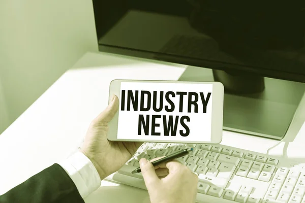 Text Sign Showing Industry News Concept Meaning Technical Market Report — Fotografia de Stock