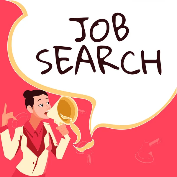 Text Caption Presenting Job Search Word Act Person Find Work — Stok fotoğraf
