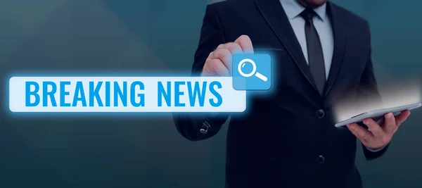 Conceptual Display Breaking News Internet Concept Special Report Announcement Happening — Stockfoto