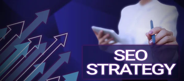 Εννοιολογική Λεζάντα Seo Strategy Internet Concept Τεχνικές Και Τακτικές Για — Φωτογραφία Αρχείου